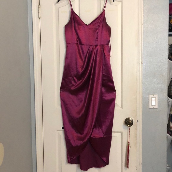 satin faux wrap maxi dress